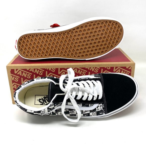 VANS Men's Size VN0A7Q2J6U6 OLD SKOOL Doodle Checkerboard Black White Sneaker - Picture 8 of 11
